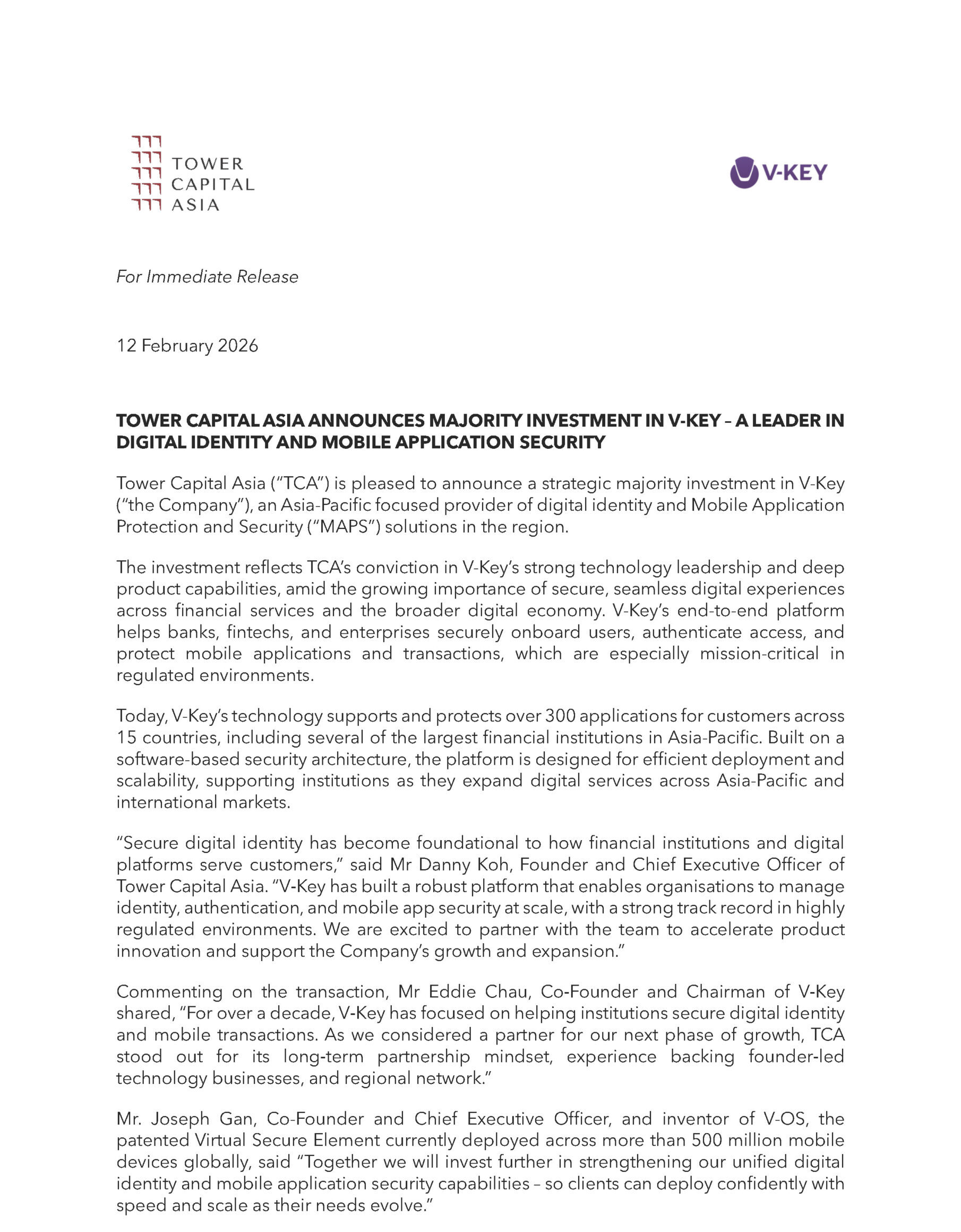 Tower Capital Asia release